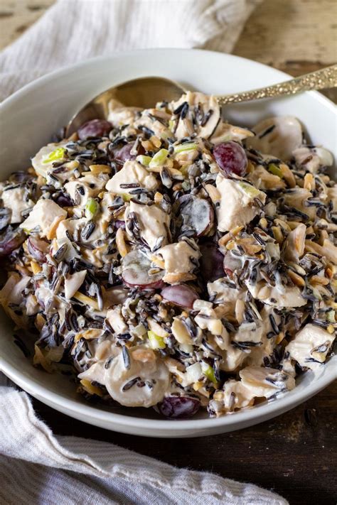 Wild Rice Chicken Salad With Grapes And Almonds The Hungry Bluebird
