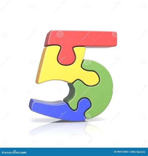 Puzzle Jigsaw Number Five 5 3d Stock Illustrations 5 Puzzle Jigsaw