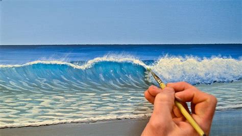 How To Paint A Wave In Acrylics Ocean Painting Painting Tutorial