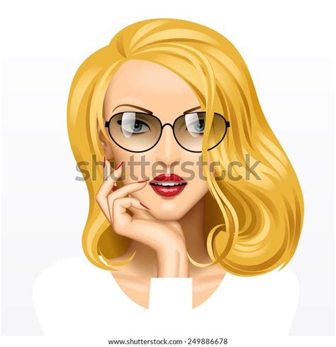 Head Beautiful Blonde Girl Glasses On Stock Illustration 249886678 Shutterstock