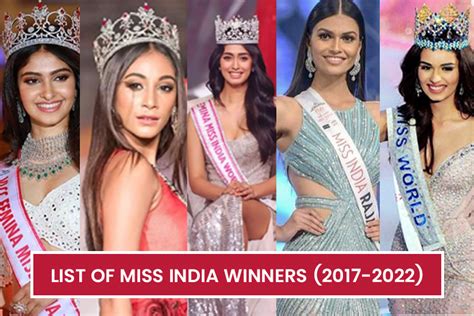 List Of Miss India Winners 2017 2022 Dazzlerr