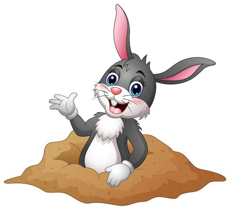 Premium Vector Cartoon Rabbit Out Of Holes In The Ground