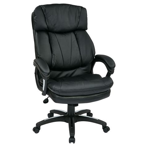 Oversized Faux Leather Executive Office Chair With Padded Loop Arms
