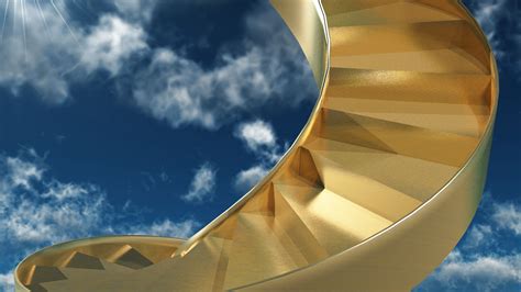 Download Wallpaper 3840x2160 Stairs Spiral Gold Sky 4k Uhd 169 Hd