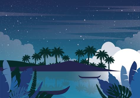 Vector Night Landscape Illustration Download Free Vectors Clipart