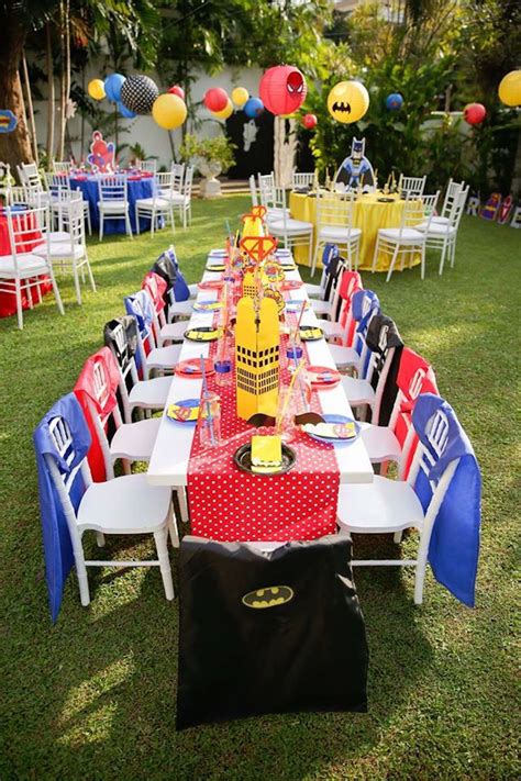 Superhero Guest Table From A Calling All Superheroes Birthday Party On