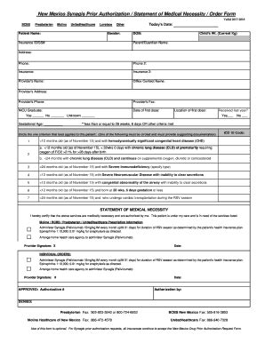 Check spelling or type a new query. Fillable Online New Mexico Synagis Prior Authorization ...