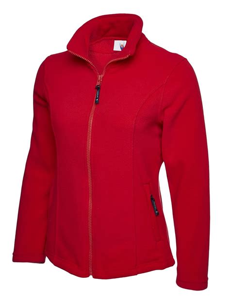 Uc607 Red Large Ladies Classic Full Zip Fleece Jacket