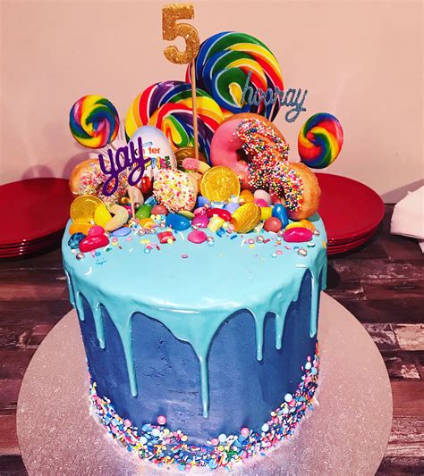 Candyland Drip Cake For My Sons 5th Birthday 5th Birthday Birthday