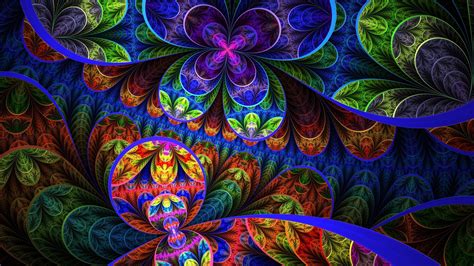Colorful Fractal Flowers Design Wallpaper Wallpaper Download 5120x2880