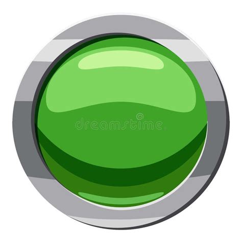 Round Green Button Icon Cartoon Style Stock Vector Illustration Of