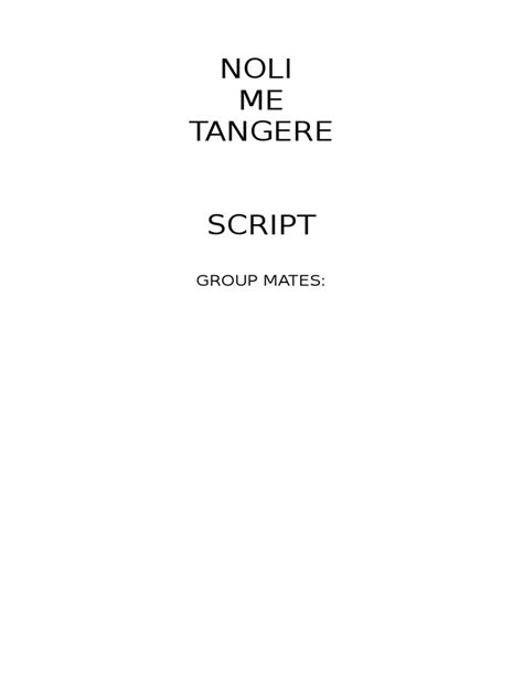 Noli Me Tangere Script