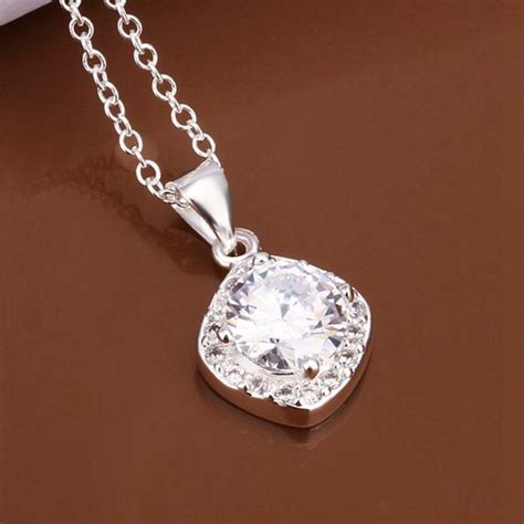 Silver Necklace Pendant925 Jewelry Silver Plated Necklace Itehqjdx
