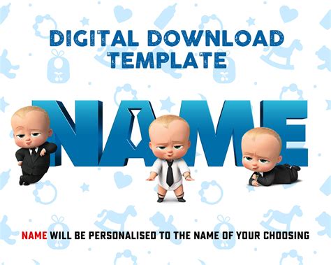 The Boss Baby Digital Printable Custom Name Art Personalized Etsy