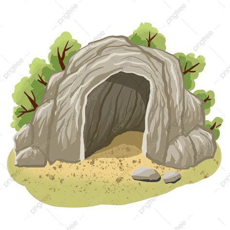 Dibujo De Ilustración Del árbol Verde En La Entrada Cueva Png Dibujos