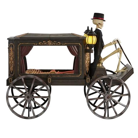 Perfect for your halloween decor, check out our diy skull wall tutorial, inspired by the set of everyman theatre's production of the understudy. Home Accents Holiday 5 ft. Animated LED Haunted Hearse with Skeleton in 2020 | Home depot ...