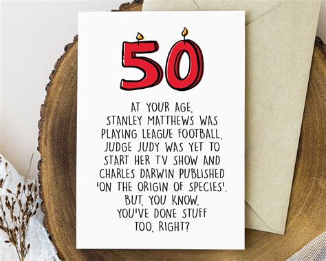 Funny 50th Birthday Card Printable 50th Birthday T For Men Or Women Turning 50 Card For