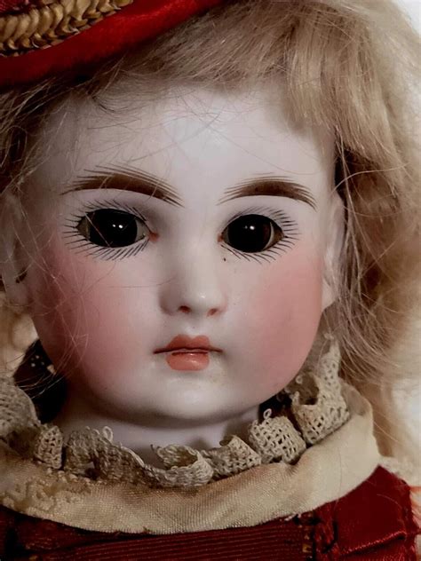 Antique Solid Dome Bisque Head Doll On Kid Leather Body Belton W French
