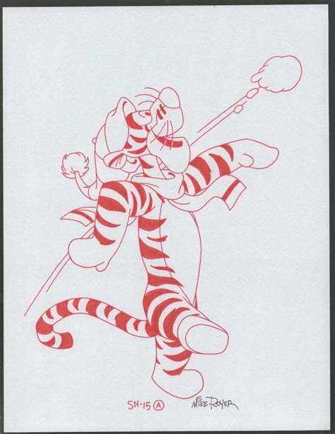 Winnie The Pooh Disney Red Ink Drawing Concept Art Tigger Sn A By