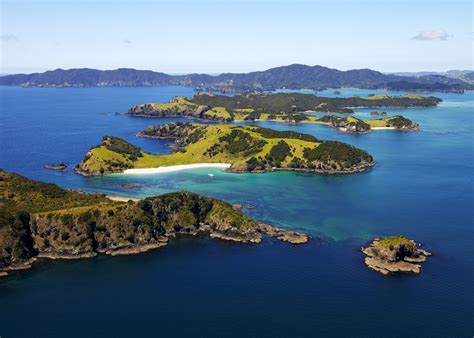 The Bay Of Islands In New Zealand From The Sky High Up Above