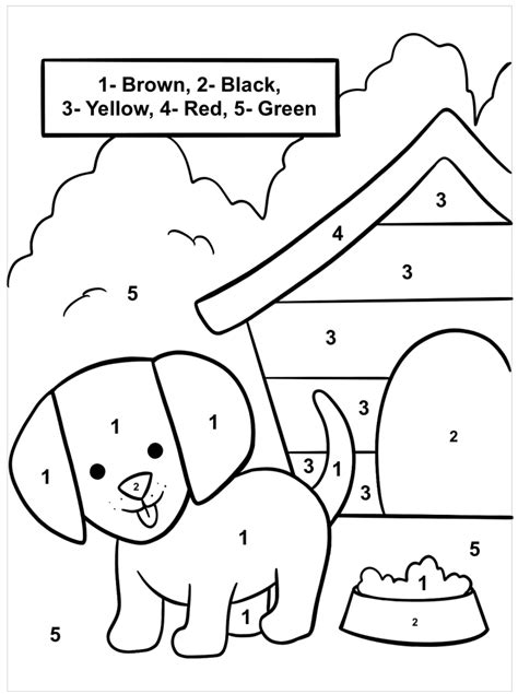 Simple Dog Color By Number Download Print Now