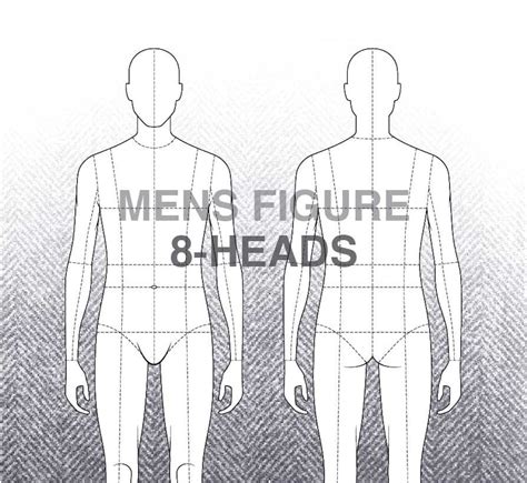Mens 8 Head Figure Template Fashion Vector Sketch Etsy