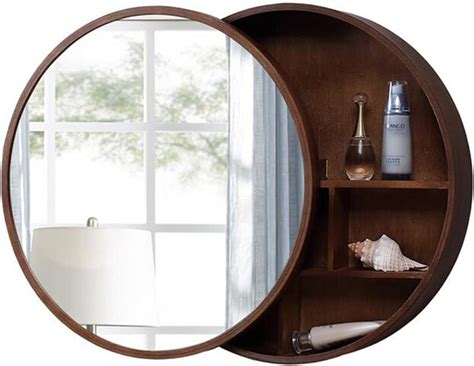 Round Bathroom Mirror Cabinet Bathroom Wall Storage Cabinet Sliding Mirror Medicine Cabinet