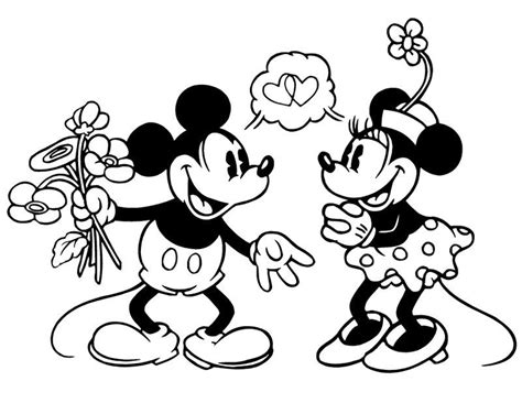 Mickey And Minnie Valentines Disney Coloring Pages