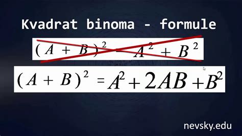 Kvadrat Binoma Formule Formule Za Kvadrat Binoma Youtube