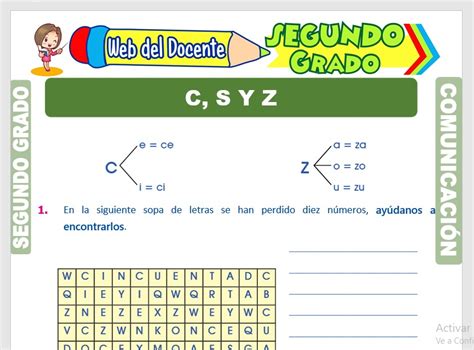 Uso De La C Y Z Para Segundo De Primaria Bcd