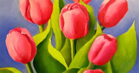 Nels Everyday Painting Potted Pink Tulips Sold