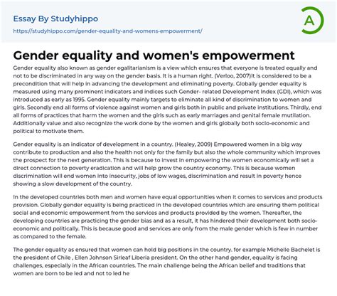 Gender Equality And Womens Empowerment Essay Example