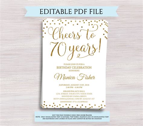 Surprise 70th Birthday Invitations Templates Business Template Ideas