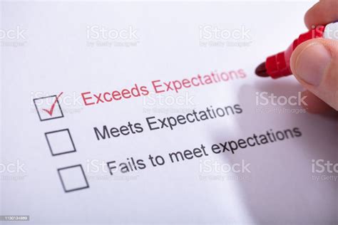 Survey With Exceeded Expectations Checked Stock Photo Download Image