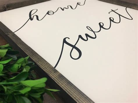 Home Sweet Home Sign Script Wood Sign Farmhouse Style Etsy