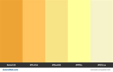 yellow shades palette hex colors efa536 ffc45d f6e486 ffff9c f6f2ca brand original