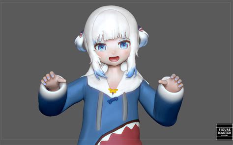 artstation gawr gura statue cute girl anime character 3d print model resources