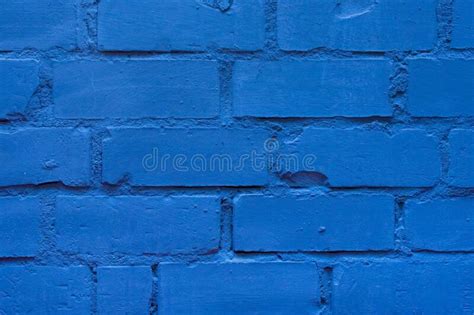 Blue Paint Brick Wall Of Interior Facade Texture Background