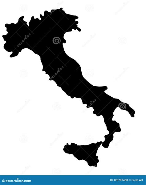 Italy Map Silhouette Vector Illustration Stock Vector Illustration Of