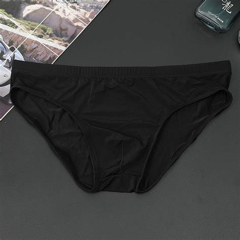 Underpants Mens Ice Silk Panties Ultra Thin Silky Breathable Translucent Low Waist Briefs