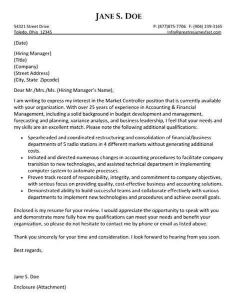 Use an appropriate cover letter font. Accounting Cover Letter Example