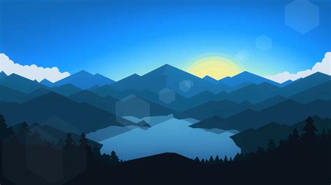 1600x900 Forest Mountains Sunset Cool Weather Minimalism 1600x900