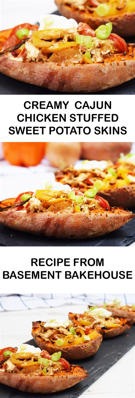 Creamy Cajun Chicken Stuffed Sweet Potato Skins Recipe Baked