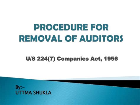 Removal Of Auditors