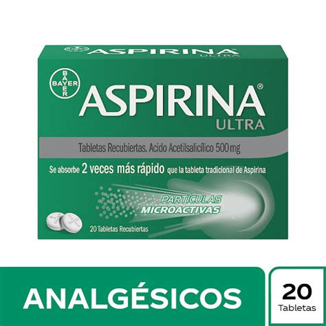 Aspirina Ultra Ácido Acetilsalicilico 500 Mg Bayer Caja X 20 Tabletas