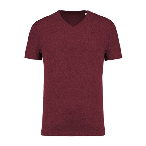 T Shirt Coton Bio Col V Homme Bordeaux Toptex T Shirt Pour Les Pros