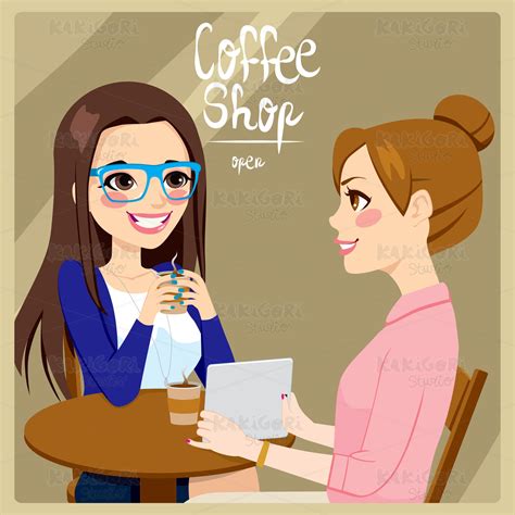 Women Drinking Coffee Clipart Vector Illustration 01362 Kakigori Studio