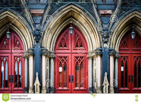 The Red Doors Of Mount Vernon Place United Methodist Church In Stock