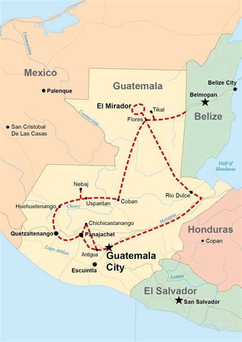 Guatemala Mayan Ruins Map