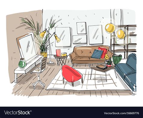 drawing interior design living room sketch    toolcharts